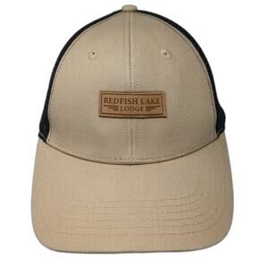 Locale Redfish Lake Lodge Trucker Hat Beige Black One Size Snapback Mesh Patch